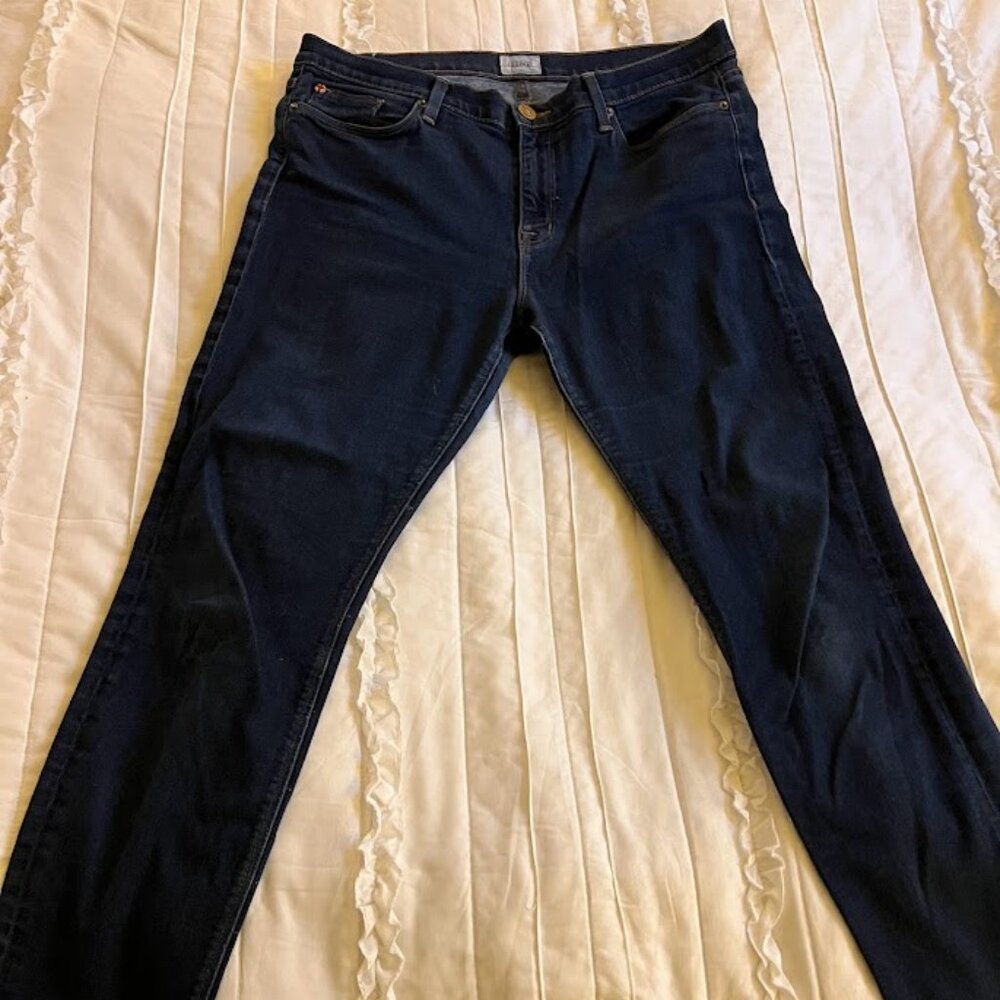 Hudson Jeans Nico Super Skinny Dark Blue Denim Womens Size 31 Mid Rise Mid Rise